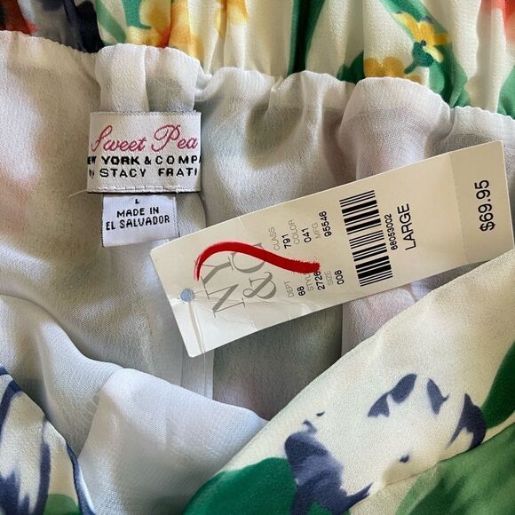 Sweet Pea floral wide leg pants high waist fully lined sz L loose fit - Picture 4 of 7